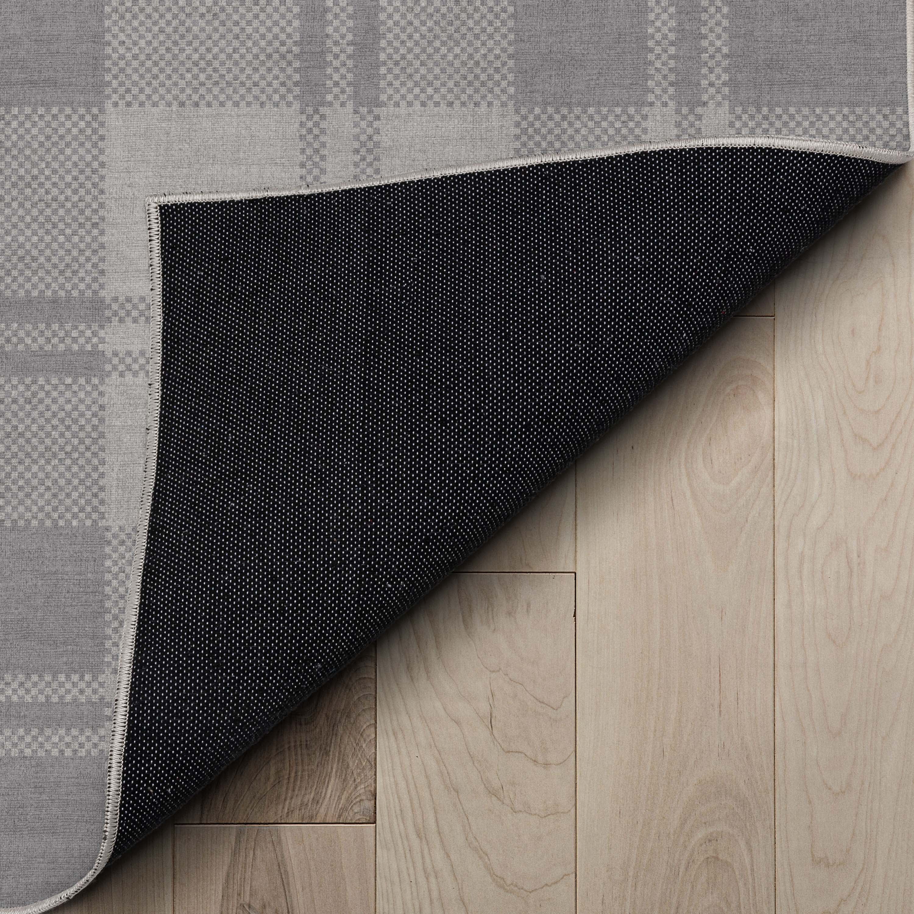 Well Woven Apollo Plaid Modern Light Grey Flat Pile Easy to Clean 7'7" x 9'10" Area Rug for Living Room Dining Room Bedroom and Kitchen