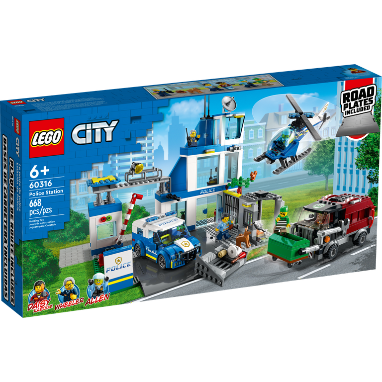 LEGO City Police Station with Van, Garbage Truck & Helicopter Toy 60316,  Gifts for 6 Plus Year Old Kids, Boys & Girls with 5 Minifigures and Dog Toy  