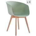 thumbnail image 2 of Set of 4 Wood and Mint Green Polypropylene Dining Chairs Modern Design Style Dining Room, 2 of 8