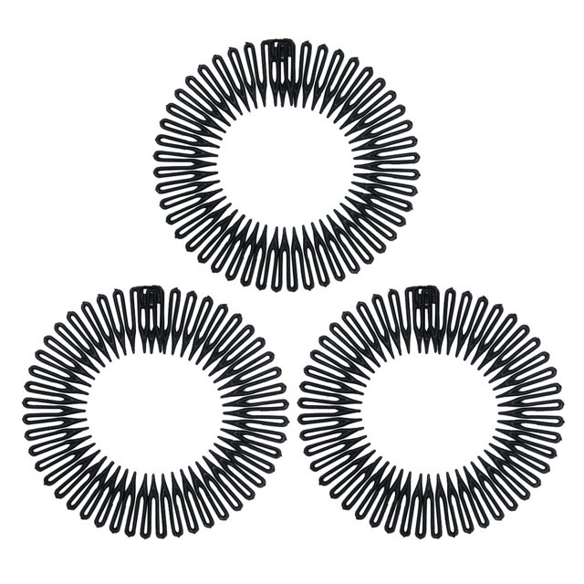 Soft 'N Style Diademas flexibles Diademas elásticas Diademas para mujeres (3 piezas-Negro)
