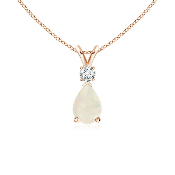Angara Natural 7x5mm Opal Teardrop Pendant Necklace in 14K Rose Gold for Women