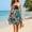 Blue, variant on Hawaiian Print Dress, Strapless Sundress with Smocked Bust and Flared Skirt for Women for Beach Vacation Summer Blue L