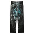 thumbnail image 4 of Glowing Blue-Eyed Lion Portrait Womens Pyjamas Set Button Up Pyjamas Womens with Long Sleeve Top And Wide Leg Pants V-neck Loungewear Sets, 4 of 9