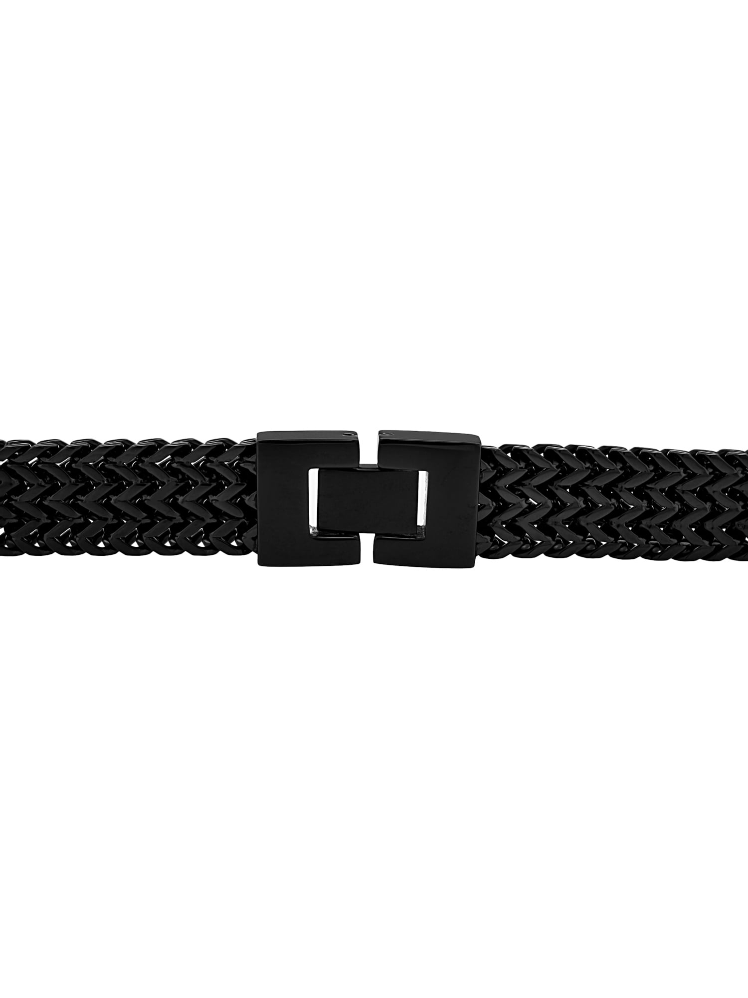Men's Two-Tone Black Stainless Steel Carbon Fiber ID Bracelet - 8.5 Inches