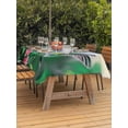 thumbnail image 3 of Outdoor Table Cloth with Umbrella Hole and Zipper, Green Hummingbird Waterproof Rectangle Tablecloth 54"x80", Spring Summer Pink Flower Leaf Washable Table Cover for Outside Party Patio Picnic, 3 of 8