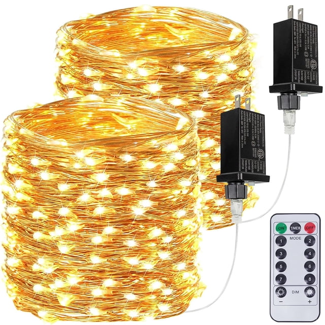Control remoto String Lights BHCLIGHT de 2 x 20 m, 400 LED, blanco cálido