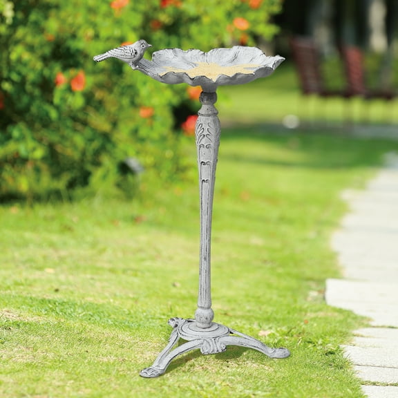 Antiqued White Flower Metal Birdfeeder