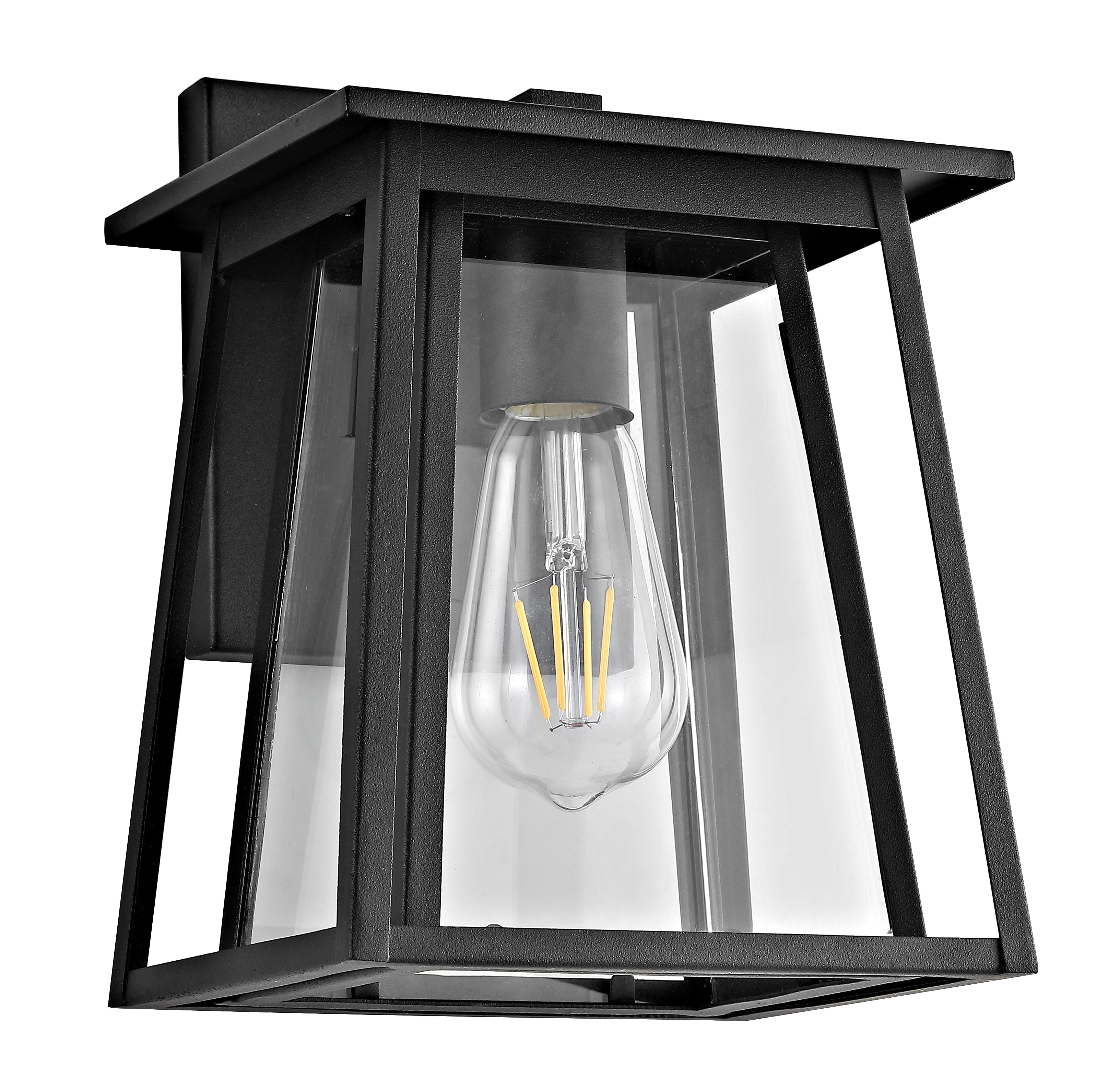 SAFAVIEH Stern LED Black Aluminium Outdoor Wall Sconce with Clear Glass Shade