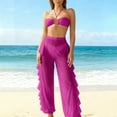 thumbnail image 2 of Enjoytime Bathing Suit for Women High Waisted Cutout Halter Bikini Sets Modest 3 Piece Swimsuit with Sheer Ruffle Pants, 2 of 4