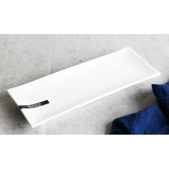 Pack Of 4 Modern White Porcelain Sushi Appetizer Dessert Platter Plates 10"L