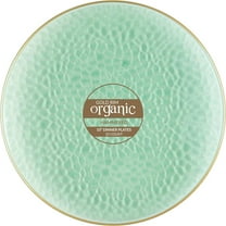 Disposable 10" Organic Hammered Collection Green with Gold RIM Plastic Diner/Meal Plates for Elegant parties, Weddings & All occasions.: 60CT