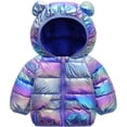 thumbnail image 1 of Chaqueta acolchada con capucha de oso para bebés y niñas, abrigo ligero y cálido, abrigo de invierno unisex para niños, 1 of 3