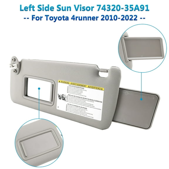 Left Sun Visor Driver Side 74320-35A91 Gray For Toyota 4runner 2010-2021 2022
