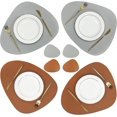 thumbnail image 1 of Juego de 4 manteles individuales y posavasos de cuero, tapete de mesa antideslizante lavable impermeable para mesa de comedor de cocina interior (marrón/gris) Rojo Verde Cocina, Decoración y Otros, 1 of 5