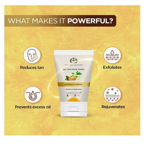 THE MAN COMPANY De-Tan FaceWash with Turmeric & Moringa | Skin Brightening | Tan Removal | Face Wash (100 g)