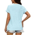 thumbnail image 4 of Asxite Womens Fashion V Neck Solid Lace Loose Comfortable Breathable T Shirt Top Sky Blue XL, 4 of 4
