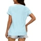 thumbnail image 3 of Xuyuer Womens T Shirts Short Sleeve V Neck Loose Casual Summer Tops Water Soluble Flower Solid Color Loose Comfortable Breathable T-shirt, 3 of 5