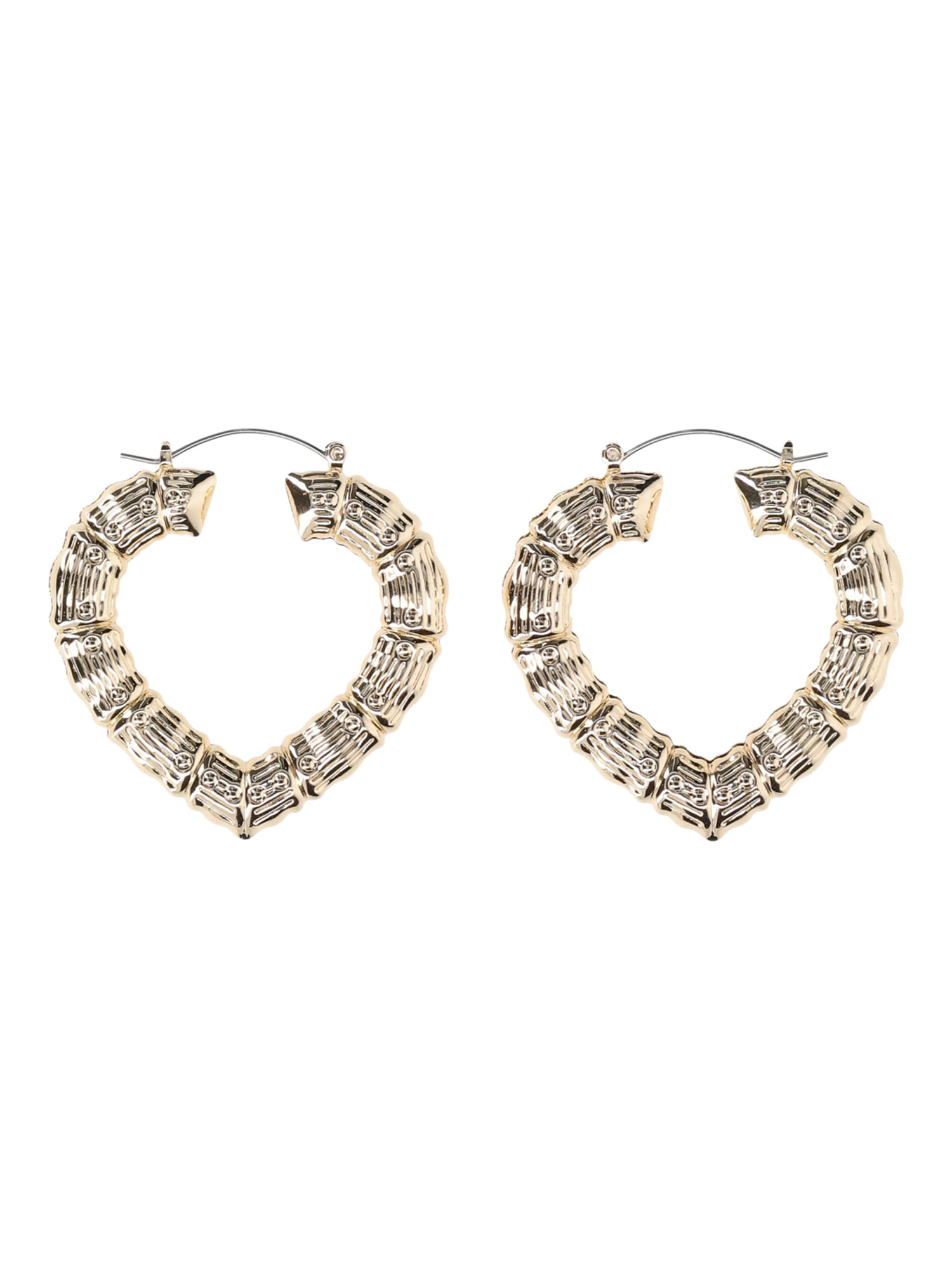 Madden NYC Women's Fashion Gold Tone Heart Hoop Earrings