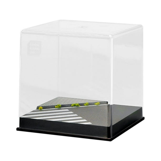 Vitrina de acrílico transparente a escala 1/64, organizador de almacenamiento transparente para acción Carretera de una sola calzada