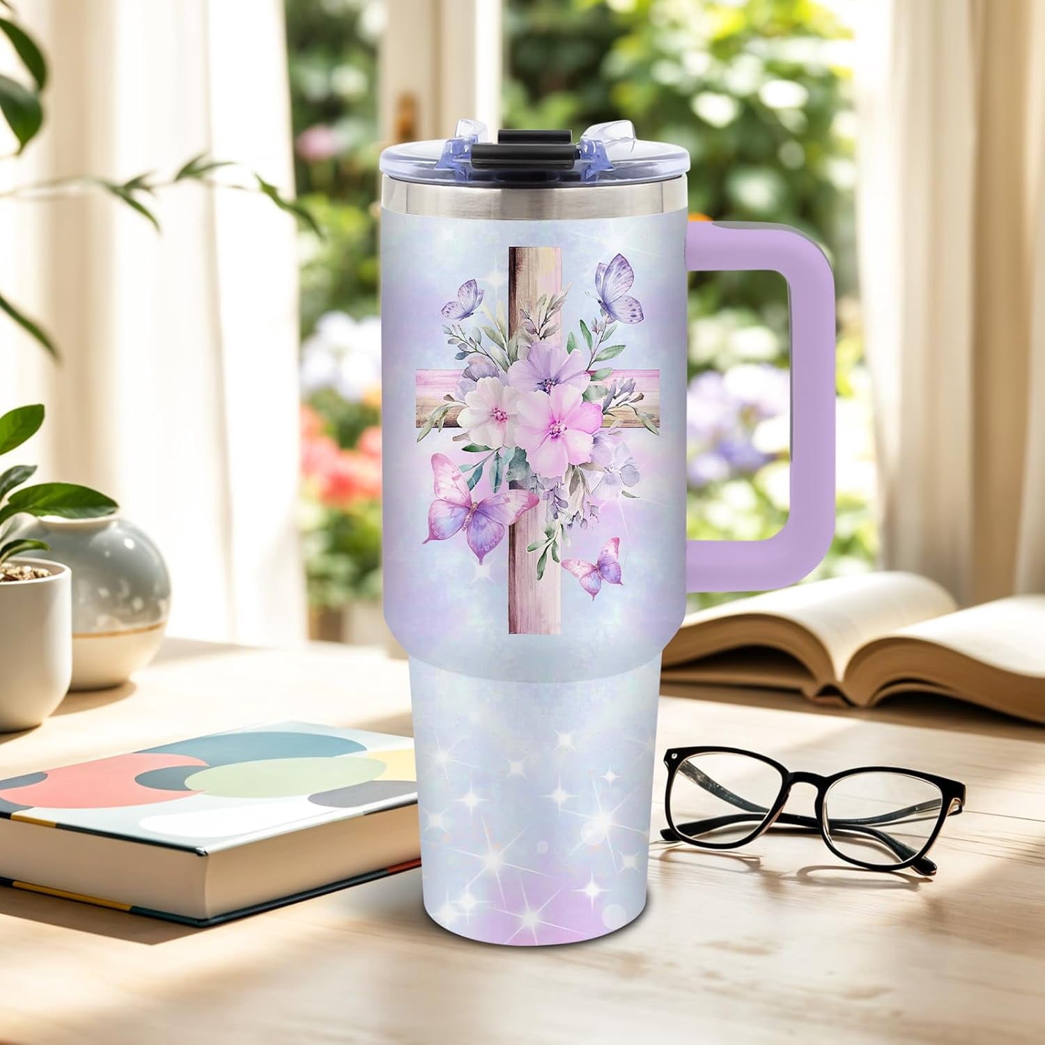 Christian Gifts for Women, Christian Tumbler for Mom, Religious Birthday Gifts for Sister, Encouragement Inspirational Gift for Women, 40 Oz Tumbler with Handle