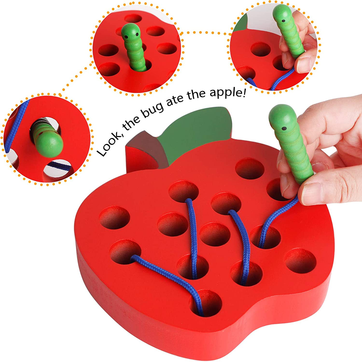 Wooden Lacing Threading Toys Fine Motor Skill Educational Toddler Travel Toy 
