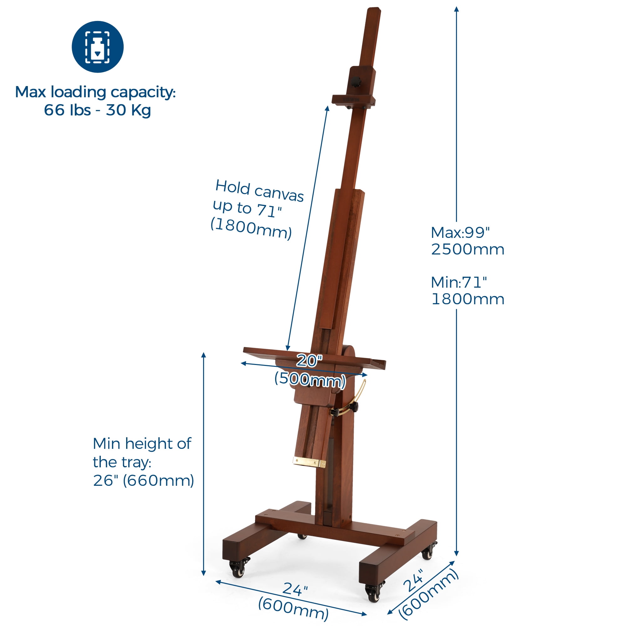 VISWIN Extra-Large Studio Easel, Hold Canvas to 71", Tilts Flat