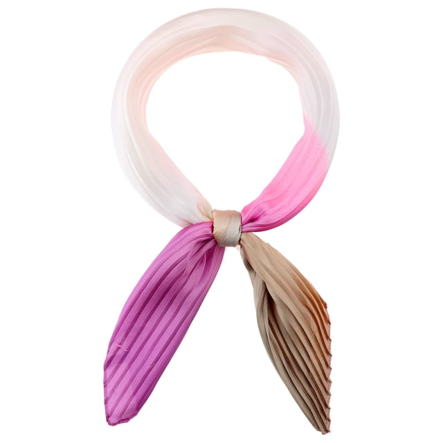 BUFANDAS DE SATÉN PLEATADAS DE COLOR GRADIENTE INSPIRADAS EN CHIC PARA MUJERES, BUFANDA LARGA ELÁSTICA OMBRE COLORIDA 36.2x13.8" Colorido-3