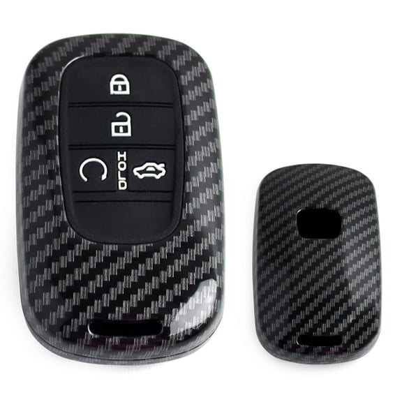 Glossy Black Carbon Fiber Finish Hard Plastic Key Fob Case For Honda 2022/2023-up Accord Civic CR-V Oval Shape Smart Key