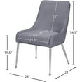 thumbnail image 3 of Meridian Furniture Ace Gray Velvet Dining Chair with Chrome Legs (Set of 2), 3 of 7