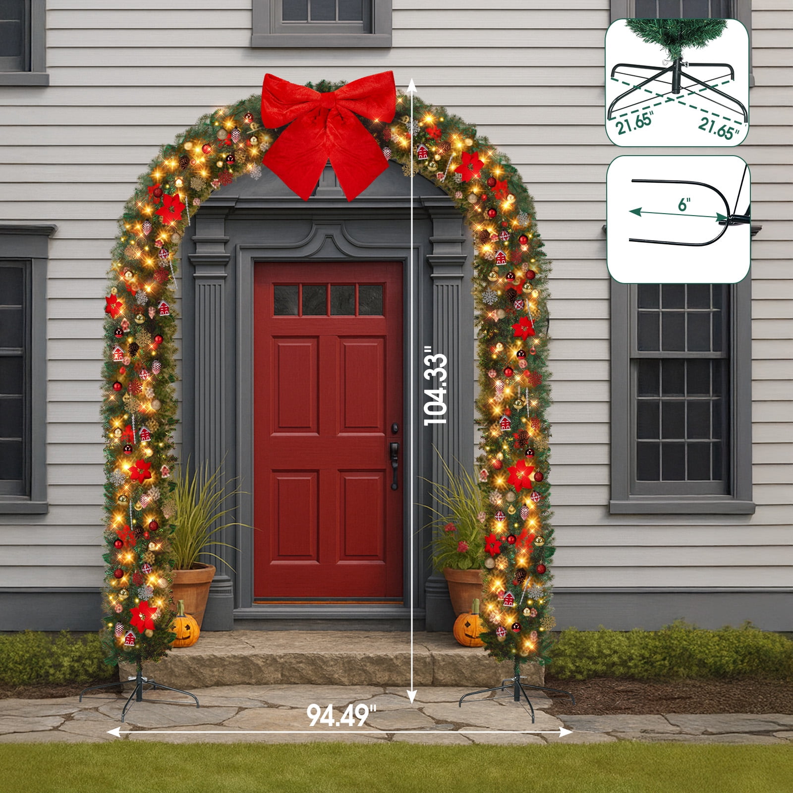 Astoutdoor Christmas Artificial Tree Archway Decoration, Green PVC Holiday Arch Frame for Indoor Outdoor Festival Party Wedding Garden, 42.52 in