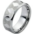thumbnail image 3 of Tungsten Rings for Men Wedding Bands for Him Womens Wedding Bands for Her 6mm Hammered Beveled Edge Brushed with Shiny Facet, 3 of 6