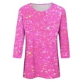 thumbnail image 5 of Womens Tops Short Sleeve Three Quarter Sleeve Sequin Print Fashionable Casual T Shirt Fashion Clothes Blouses Dressy Casual Women, 5 of 5