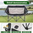 thumbnail image 6 of Foldable Double Camping Couch, Padded Loveseat with Cup Holders, Side Pockets, Wine Holder & Carry Bag for Outdoor Adventures, 6 of 6