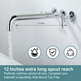 thumbnail image 4 of Wowow Wall Mount Tub Filler Polished Chrome Bathtub Faucets with 12 in. Long Spout Reach and Brass Rough in Valve, 4 of 8