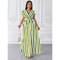 thumbnail image 6 of Green Plus Size Women V-Neck Wrap Maxi Dress With Butterfly Sleeves And Self-Tie Belt, 6 of 6