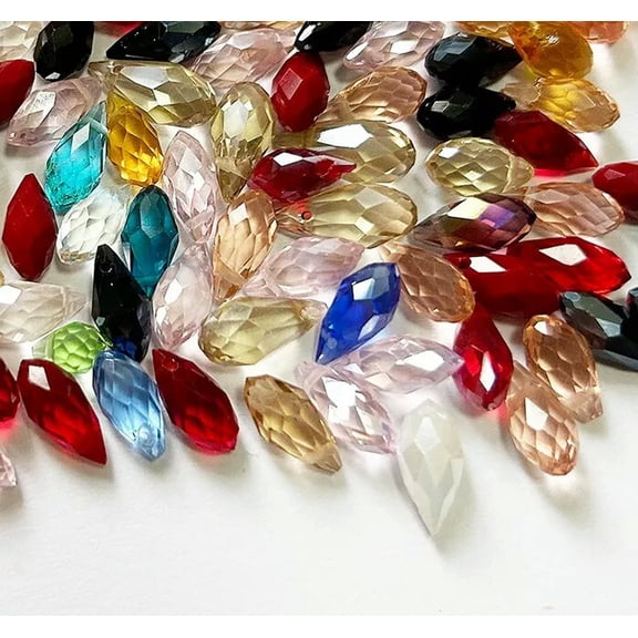 U8MO 6x12mm Small Faceted Colorful Crystal Quartz Teardrop Beads 50pcs