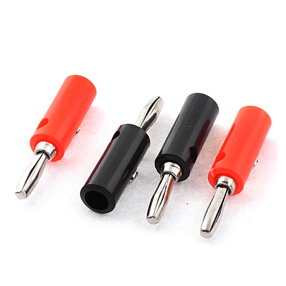 Audio Speaker Cable Wire 4mm Banana Plug Connector Adapter Black Red 2 Pairs