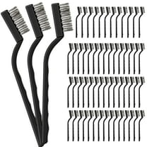 Lsupdaol 10 Pcs Mini Wire Brush Set Stainless Steel Wire Bristle Scratch Brush Small Metal Brush for Cleaning Curved Handle Masonry Welding for Cleaning Welding Slag and Rust Tool, Black, 6.7 Inches