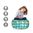 thumbnail image 2 of Abstract Storage Toy Bag Chair, Modern Geometric Pattern with Nested Quirky Rectangles in Aqua Color Palette, Stuffed Animal Organizer Washable Bag, Small Size, Multicolor, by Ambesonne, 2 of 3