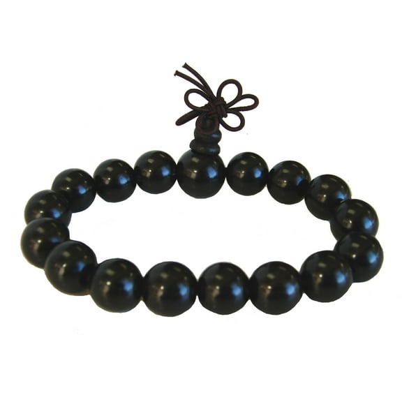 Mens Black Ebony Wood Beaded Bracelet