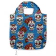 thumbnail image 1 of Sugar Skull Reusable Grocery Bag, Pattern Skulls and Roses in Floral Mexican Style Ornaments Print, Printed Fabric Grocery Bag Practical and Simple Everyday Use, Blue Red Ivory, by Ambesonne, 1 of 4