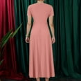 thumbnail image 4 of Evdexr Long Maxi Dresses for Women Plus Size Solid Color Dress Short Sleeve Crew Neck Dresses Pink 5XL, 4 of 4