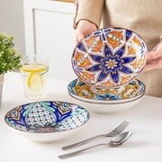 Vancasso 16 Pcs Dinnerware Sets for 4, Porcelain Plates and Bowls Set, Scratch Resistant Dishes Set for 4, Dishwasher & Microwave Safe