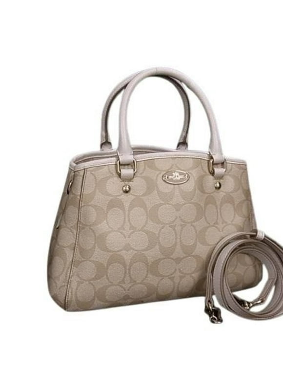 Pre-Owned COACH Signature Handbag F34605 Beige Ivory Leather Women's (Good)