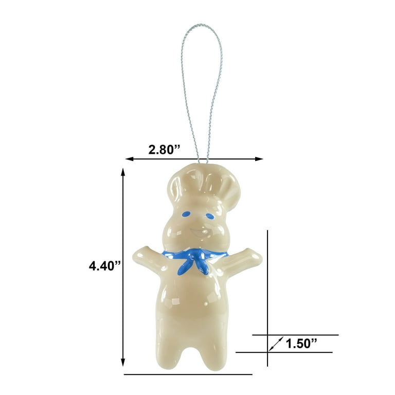Pillsbury Dough Boy Decoupage Holiday Ornament, White, Plastic, 1