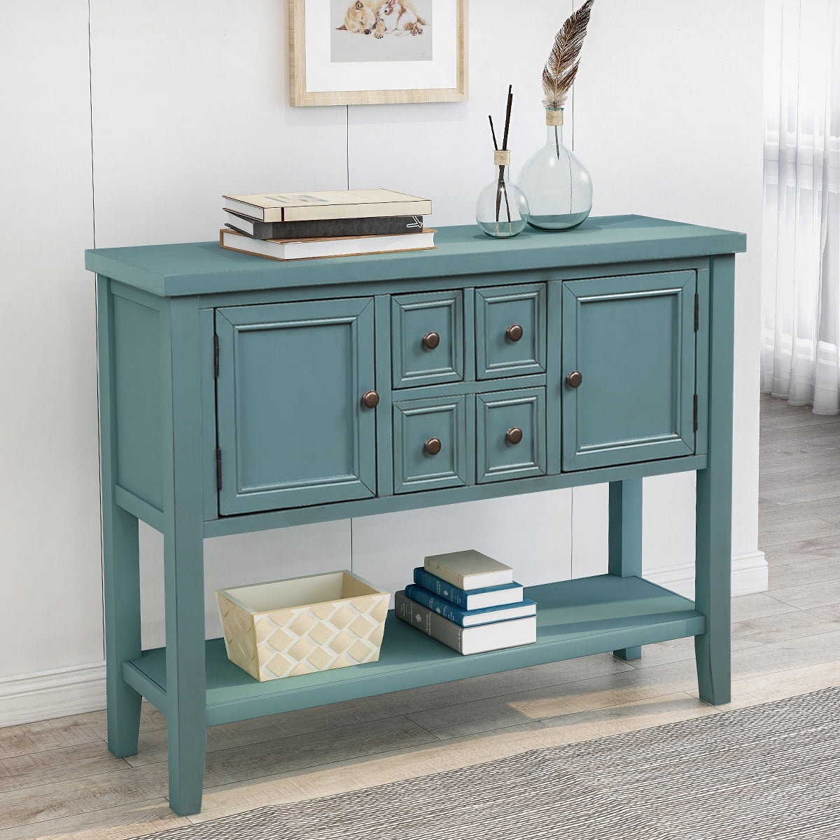 Buffet Sideboard, Console Table with 4 Storage Drawers, 46 ...
