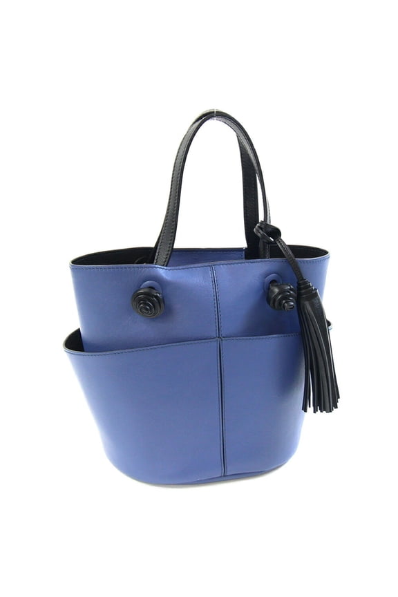 Pre-Owned Tod's Handbag with Tassel Detail in Blue and Black Leather, Two-Tone Style for Women