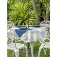 thumbnail image 3 of Outdoor Tablecloth with Umbrella Hole for Patio/Picnic/Party/Camping, Blue Green Bohemia Waterproof Table Cloth Round Cover Washable, Vintage Abstract Boho Flowers Cream (Dia 60"), 3 of 8