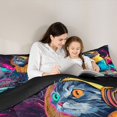 thumbnail image 4 of Manfei Music Cat Twin Comforter Sets, Cartoon Animal Bedding Set, Black Blue, Black Reversible, 2 Pieces, 1 Comforter and 1 Pillowcase, 4 of 7