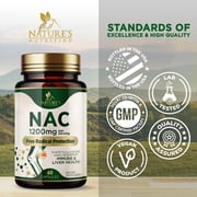 NAC Supplement - 1200mg Per Serving N-Acetyl-L-Cysteine - Free-Form NAC is a Powerful Antioxidant for Daily Immune, Liver & Respiratory Support - Vegan, Gluten Free, Bottled in USA - 60 Capsules